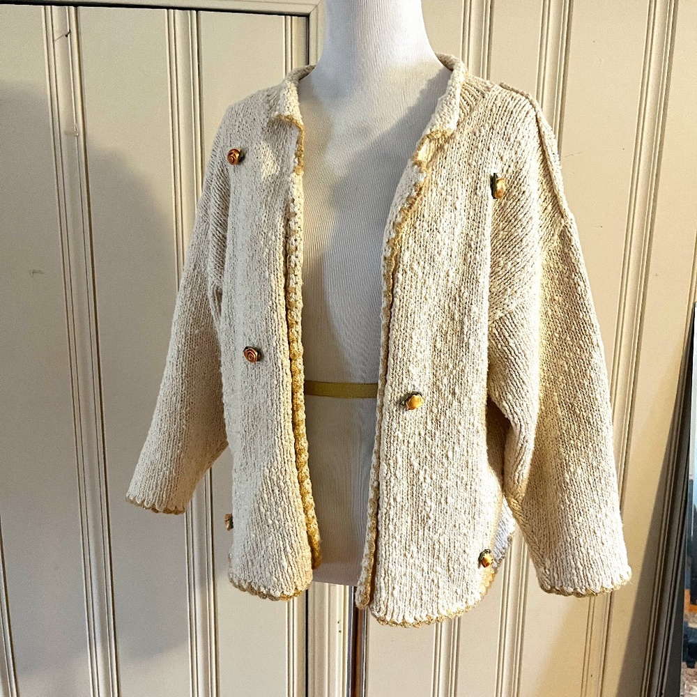 Hand Knit Suss Designs Rosette Cardigan